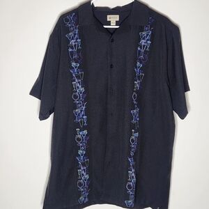 Large Haggar Party Glasses Textured Casual Dress Shirt Like New